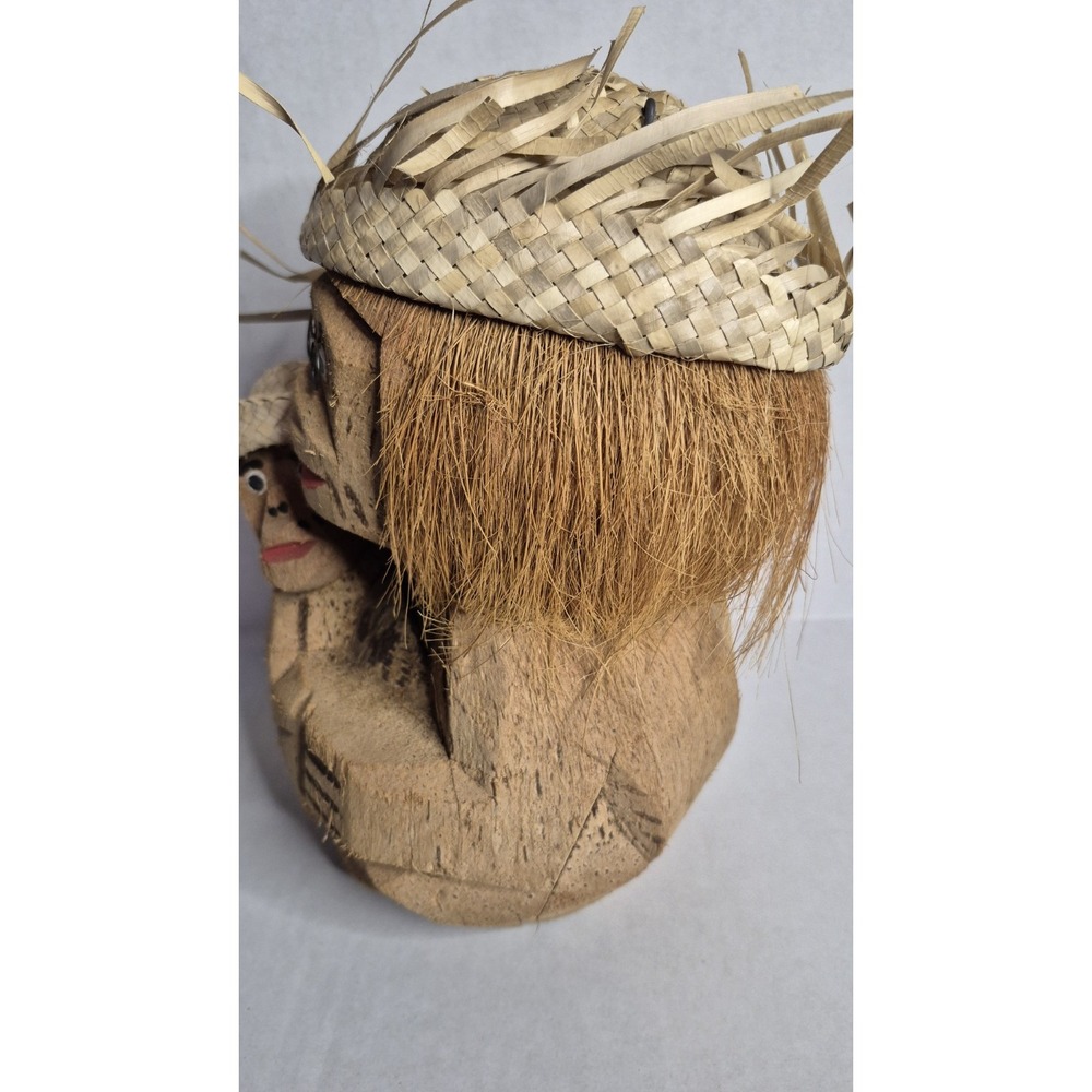 Coconut Monkey Bank  Brown Handcrafted‎ Folk Art - Picture 3 of 8